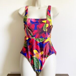 NWOT Khongboon Swim Tropical Floral One Piece Swimsuit Size Small